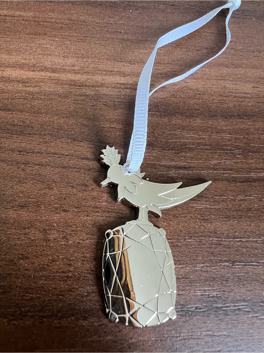 Tiffany & Co. Silver pineapple Cockatoo Ornament with White Ribbon